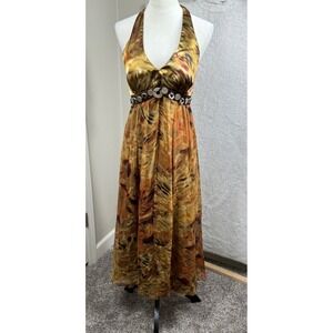 Dressbarn Women's Y2K Forest Fairy Babydoll Halter Maxi Dress Fall‎ Size 4